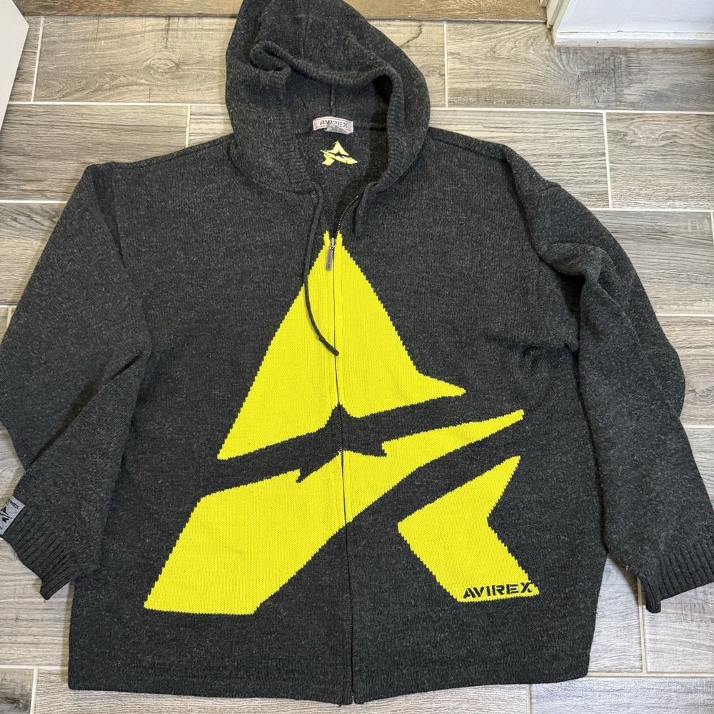 Avirex A-Star Zip Up Hooded‎ Jacket 2x Big Yellow Logo